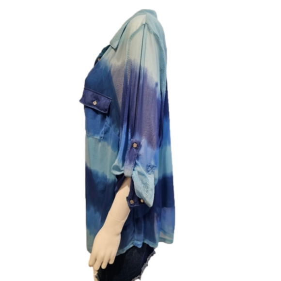 INC 3/4 Sleeve Sheer 3/4 Button Blouse With Built-in Cami Size 3X - Picture 4 of 12